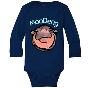 Cute Baby Pygmy Hippo Moodeng Baby Long Sleeve Bodysuit