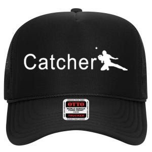 Catcher Baseball Player High Crown Mesh Back Trucker Hat