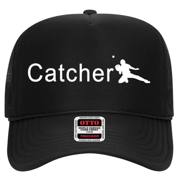 Catcher Baseball Player High Crown Mesh Back Trucker Hat