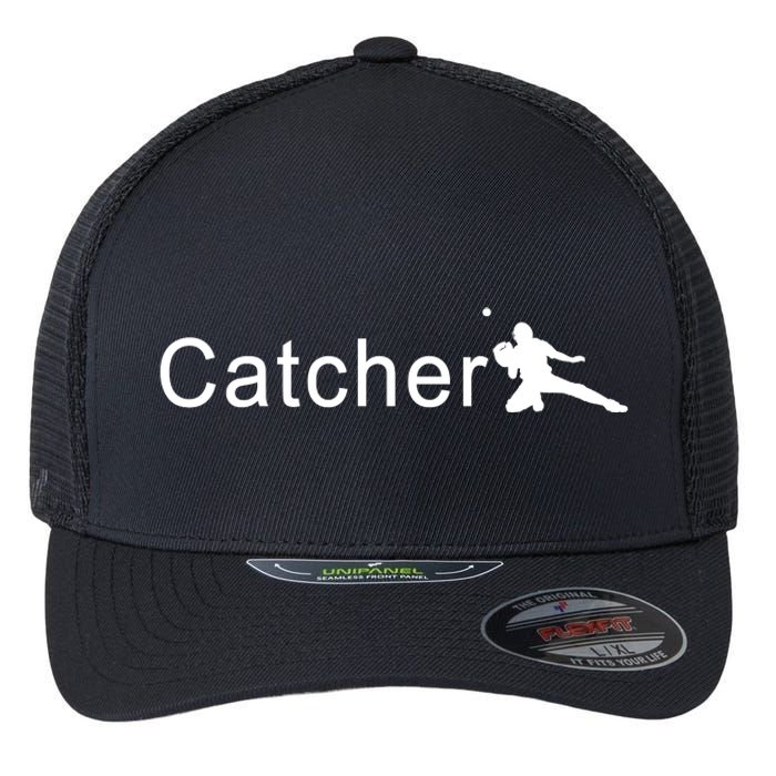 Catcher Baseball Player Flexfit Unipanel Trucker Cap