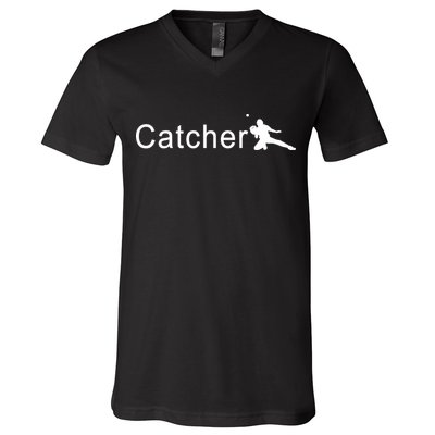 Catcher Baseball Player V-Neck T-Shirt