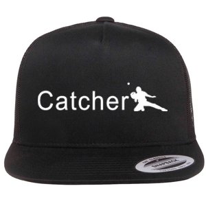 Catcher Baseball Player Flat Bill Trucker Hat