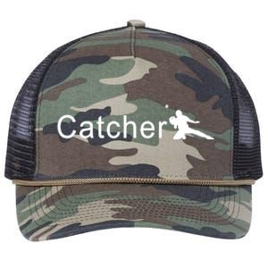 Catcher Baseball Player Retro Rope Trucker Hat Cap