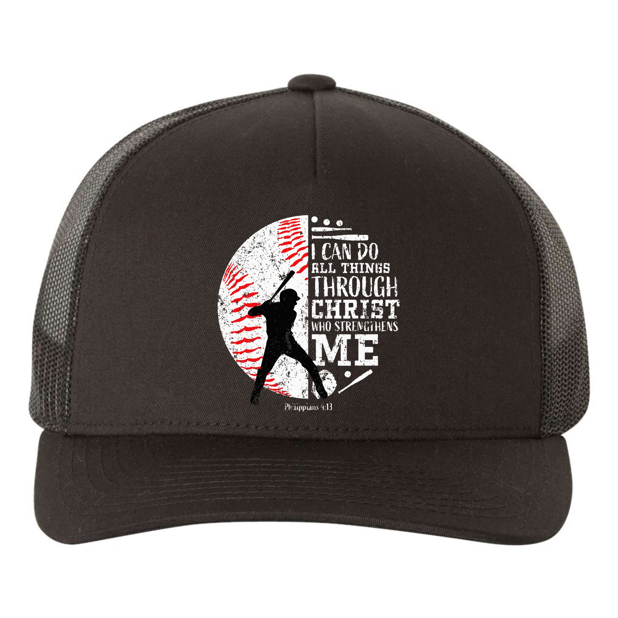 Cool Baseball Player Christian Bible Verse Yupoong Adult 5-Panel Trucker Hat
