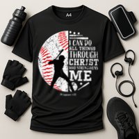 Cool Baseball Player Christian Bible Verse Cooling Performance Crew T-Shirt
