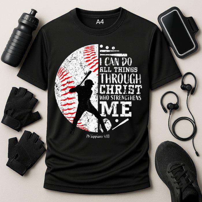 Cool Baseball Player Christian Bible Verse Cooling Performance Crew T-Shirt