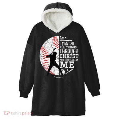 Cool Baseball Player Christian Bible Verse Hooded Wearable Blanket