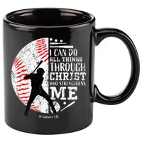 Cool Baseball Player Christian Bible Verse 11oz C Handle Ceramic Mug