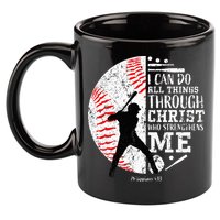 Cool Baseball Player Christian Bible Verse 11oz C Handle Ceramic Mug