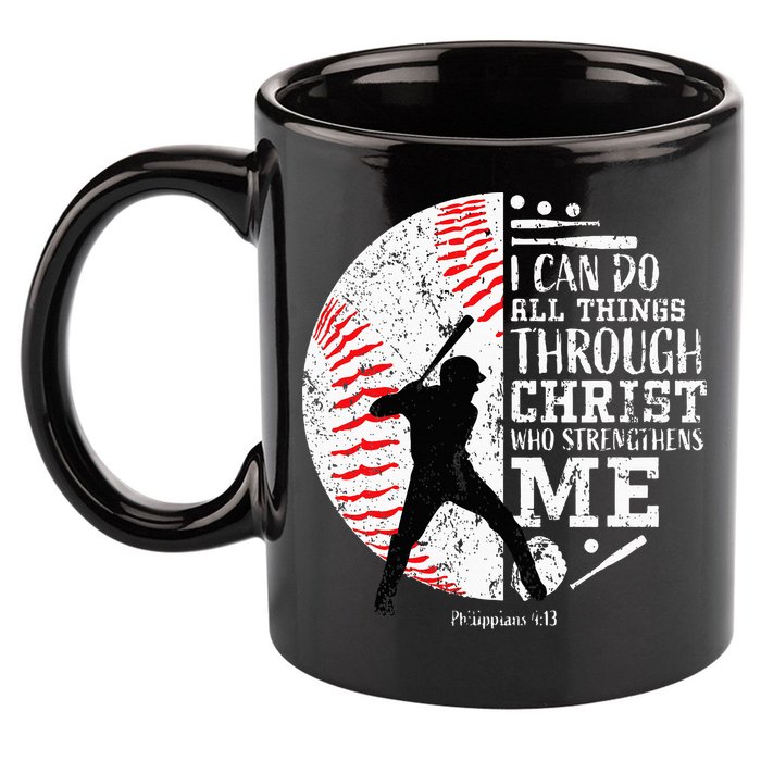 Cool Baseball Player Christian Bible Verse 11oz C Handle Ceramic Mug
