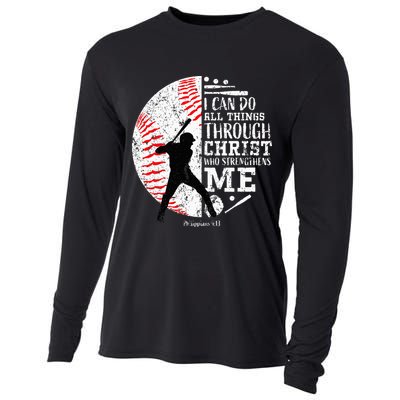 Cool Baseball Player Christian Bible Verse Cooling Performance Long Sleeve Crew