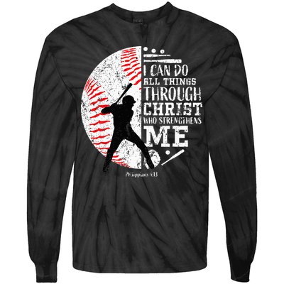 Cool Baseball Player Christian Bible Verse Tie-Dye Long Sleeve Shirt