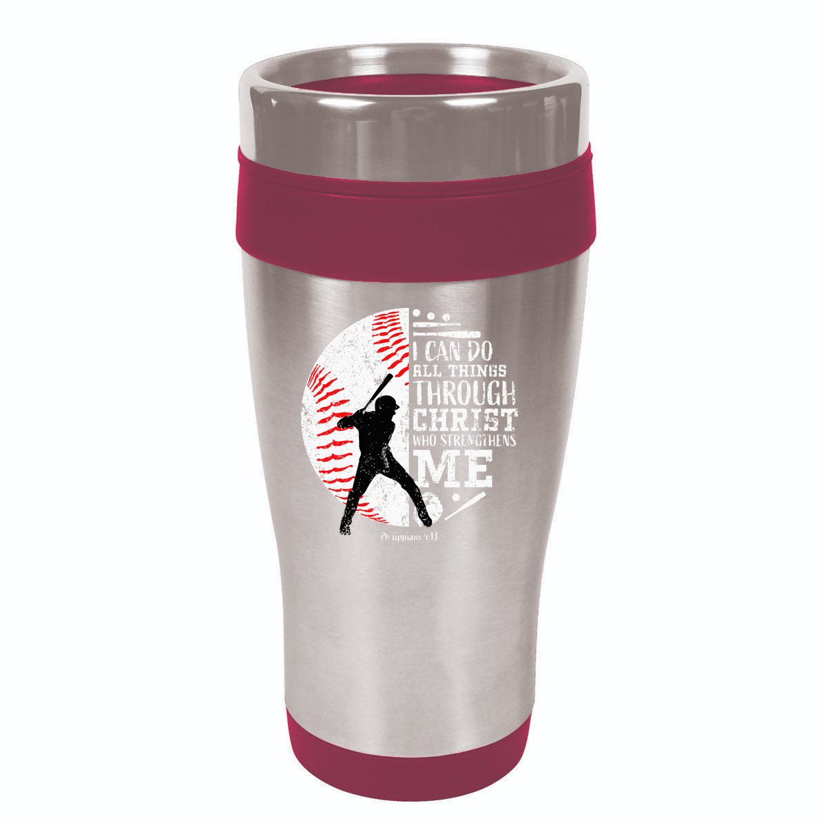 Cool Baseball Player Christian Bible Verse 16oz Travel Tumbler
