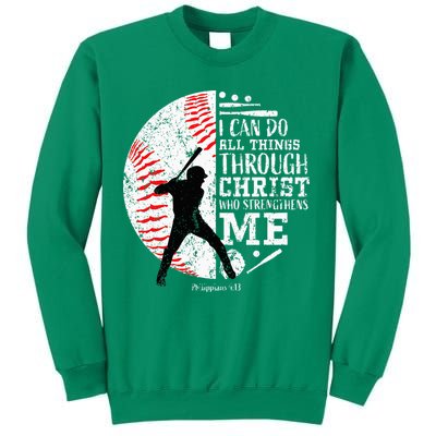 Cool Baseball Player Christian Bible Verse Sweatshirt