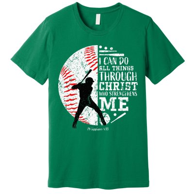 Cool Baseball Player Christian Bible Verse Premium T-Shirt
