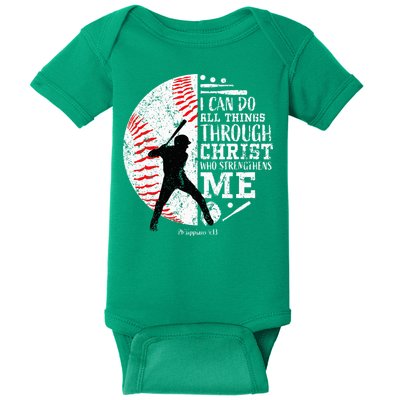 Cool Baseball Player Christian Bible Verse Baby Bodysuit