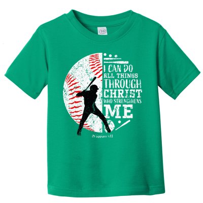 Cool Baseball Player Christian Bible Verse Toddler T-Shirt