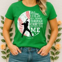 Cool Baseball Player Christian Bible Verse Womens T-Shirt