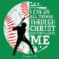 Cool Baseball Player Christian Bible Verse Womens T-Shirt