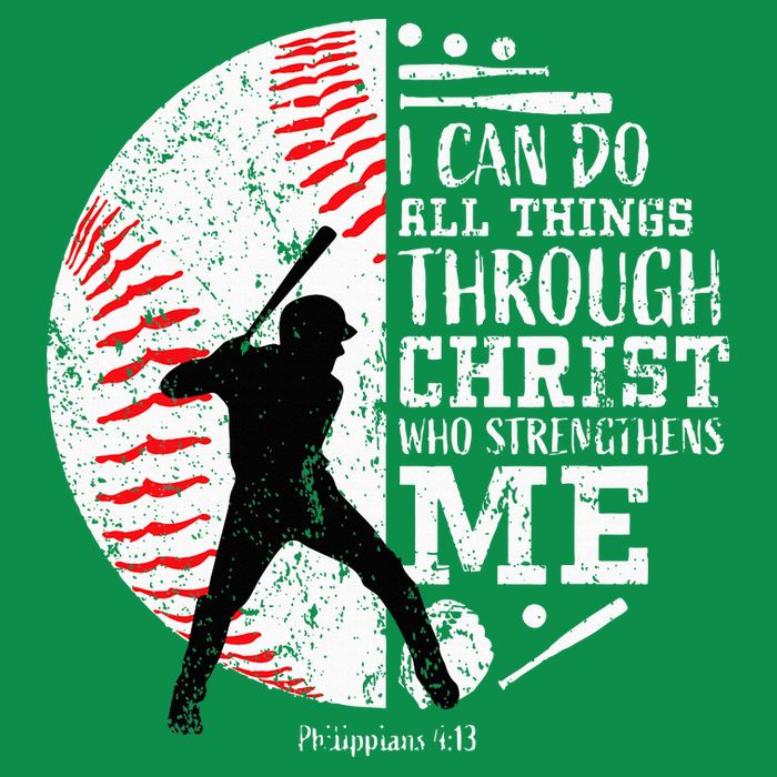 Cool Baseball Player Christian Bible Verse Womens T-Shirt