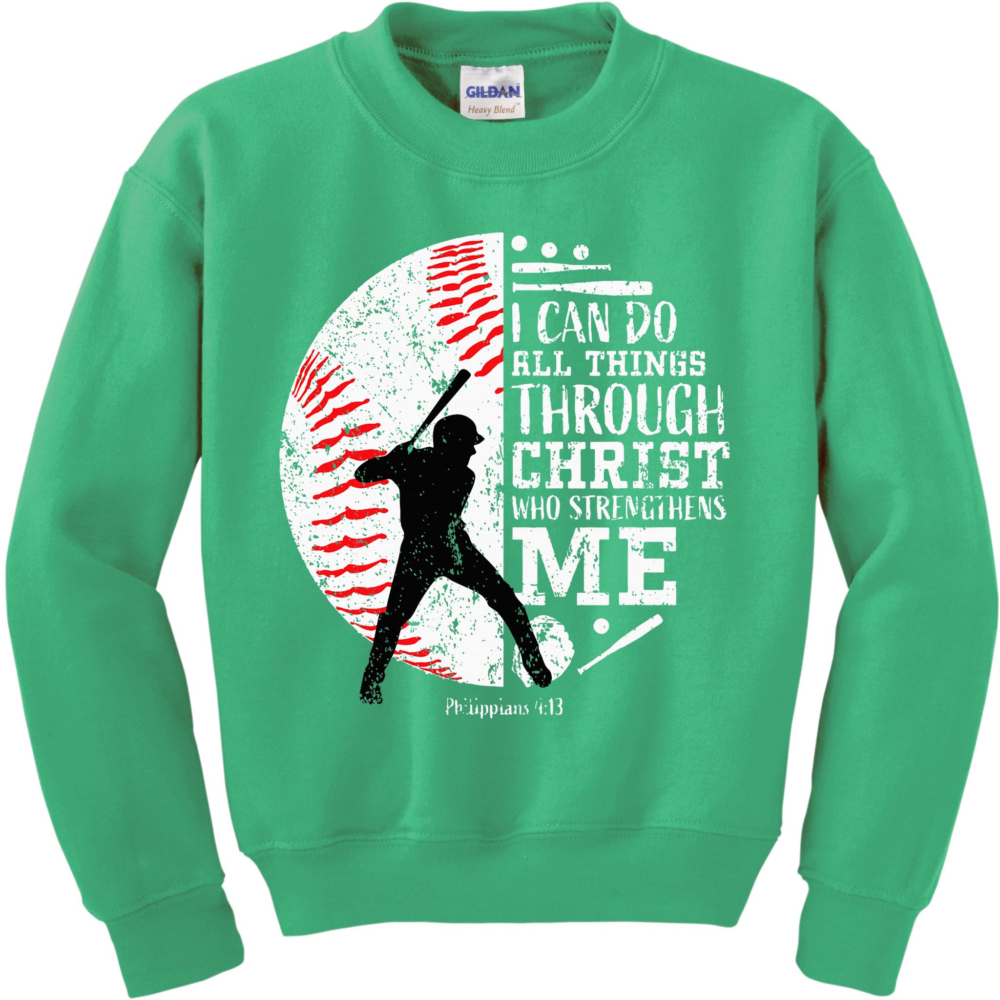 Cool Baseball Player Christian Bible Verse Kids Sweatshirt