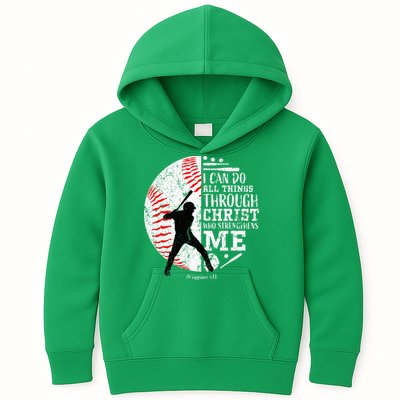 Cool Baseball Player Christian Bible Verse Kids Hoodie