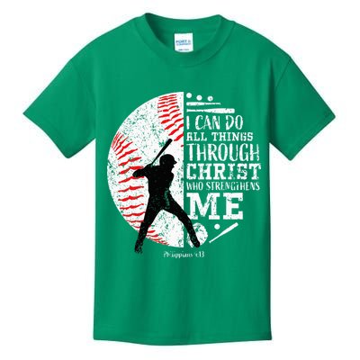 Cool Baseball Player Christian Bible Verse Kids T-Shirt