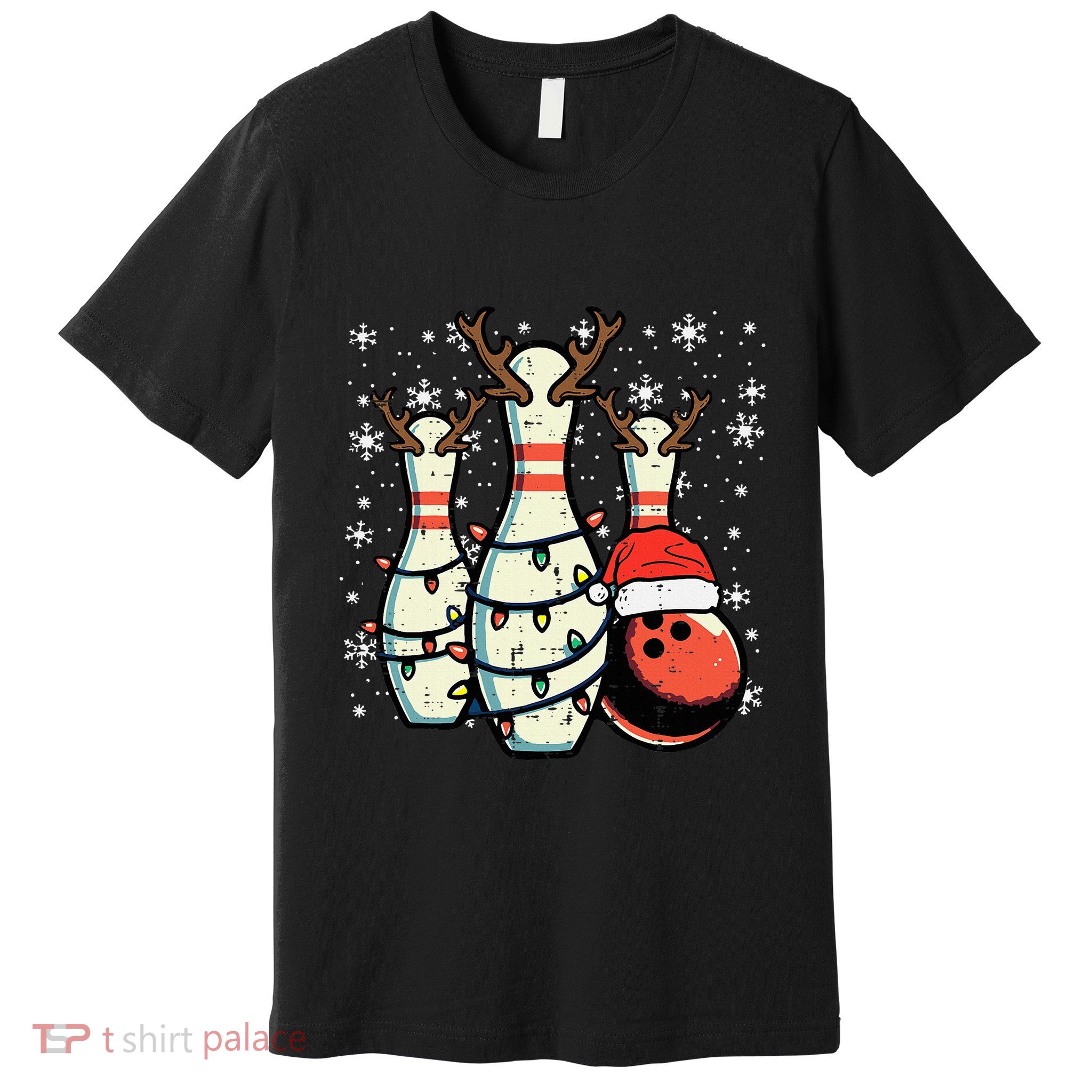 Christmas Bowling Pins Reindeer Xmas Bowler Premium T-Shirt