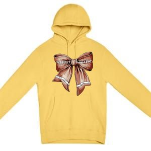 Coquette Bow Pumpkin American Football Thanksgiving Autumn Premium Pullover Hoodie