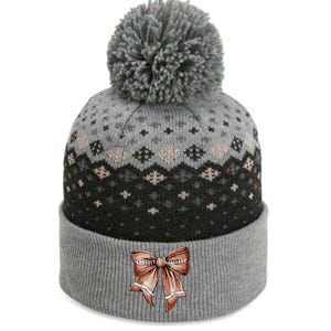 Coquette Bow Pumpkin American Football Thanksgiving Autumn The Baniff Cuffed Pom Beanie