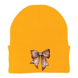 Coquette Bow Pumpkin American Football Thanksgiving Autumn Knit Cap Winter Beanie