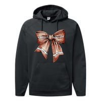 Coquette Bow Pumpkin American Football Thanksgiving Autumn Performance Fleece Hoodie