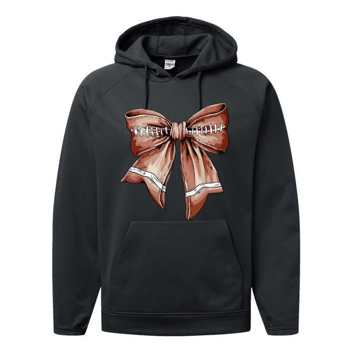 Coquette Bow Pumpkin American Football Thanksgiving Autumn Performance Fleece Hoodie