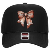 Coquette Bow Pumpkin American Football Thanksgiving Autumn High Crown Mesh Back Trucker Hat