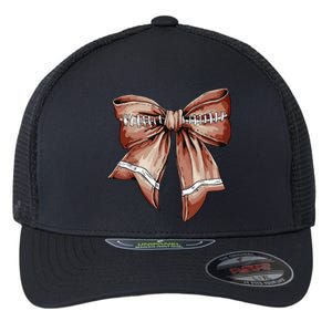 Coquette Bow Pumpkin American Football Thanksgiving Autumn Flexfit Unipanel Trucker Cap