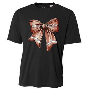 Coquette Bow Pumpkin American Football Thanksgiving Autumn Cooling Performance Crew T-Shirt