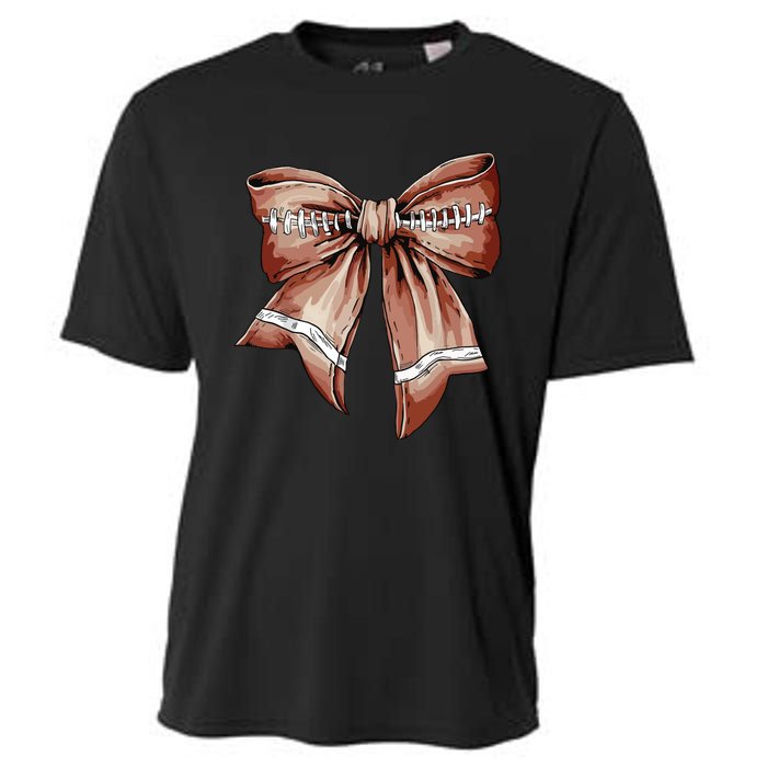 Coquette Bow Pumpkin American Football Thanksgiving Autumn Cooling Performance Crew T-Shirt