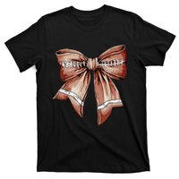 Coquette Bow Pumpkin American Football Thanksgiving Autumn T-Shirt