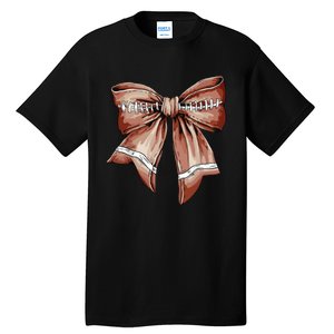 Coquette Bow Pumpkin American Football Thanksgiving Autumn Tall T-Shirt