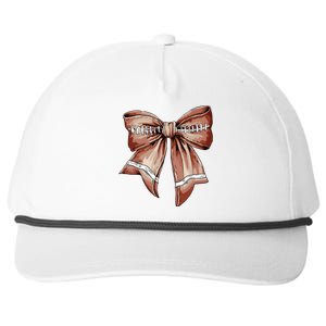 Coquette Bow Pumpkin American Football Thanksgiving Autumn Snapback Five-Panel Rope Hat