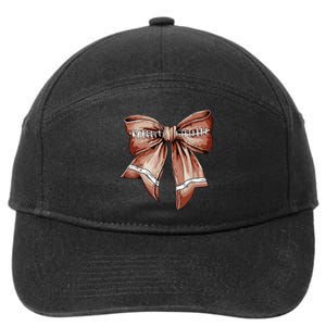 Coquette Bow Pumpkin American Football Thanksgiving Autumn 7-Panel Snapback Hat