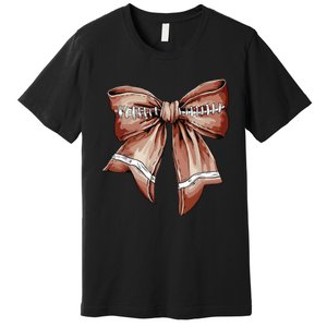 Coquette Bow Pumpkin American Football Thanksgiving Autumn Premium T-Shirt