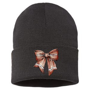 Coquette Bow Pumpkin American Football Thanksgiving Autumn Sustainable Knit Beanie