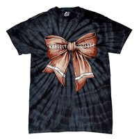 Coquette Bow Pumpkin American Football Thanksgiving Autumn Tie-Dye T-Shirt