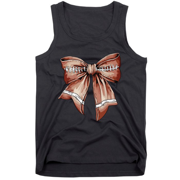 Coquette Bow Pumpkin American Football Thanksgiving Autumn Tank Top