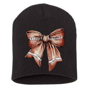 Coquette Bow Pumpkin American Football Thanksgiving Autumn Short Acrylic Beanie