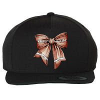 Coquette Bow Pumpkin American Football Thanksgiving Autumn Wool Snapback Cap