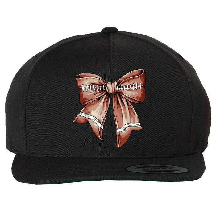 Coquette Bow Pumpkin American Football Thanksgiving Autumn Wool Snapback Cap