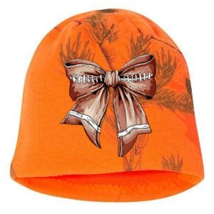 Coquette Bow Pumpkin American Football Thanksgiving Autumn Kati - Camo Knit Beanie