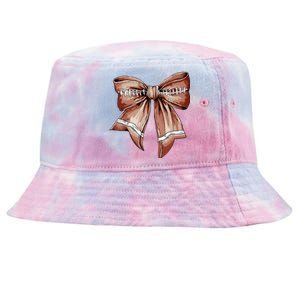 Coquette Bow Pumpkin American Football Thanksgiving Autumn Tie-Dyed Bucket Hat